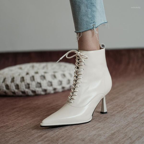 elegant pointed toe high heels boots boots genuine leather ladies ankle lace up wedding party shoes woman1, Black
elegant pointed toe high heels boots boots genuine leather ladies ankle lace up wedding party shoes woman1, Black
