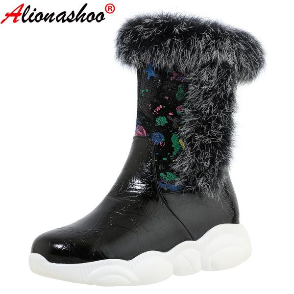 aliona shoo real fur warm winter snow boots women round toe size zipper ankle boots for women winter flat shoes size 34-46, Black
aliona shoo real fur warm winter snow boots women round toe size zipper ankle boots for women winter flat shoes size 34-46, Black