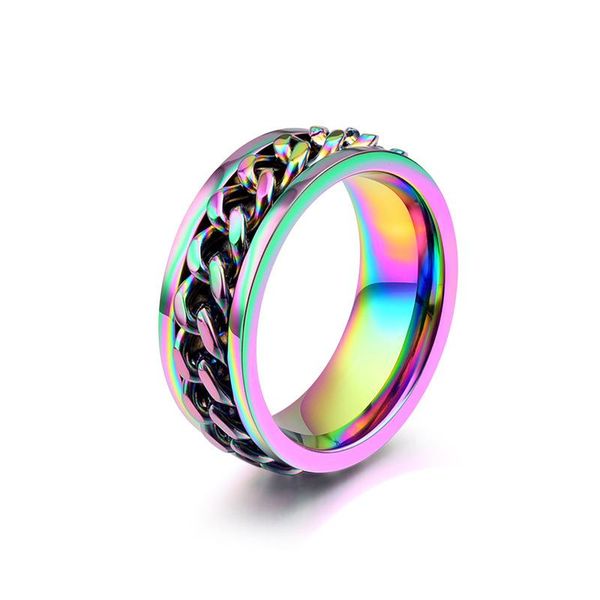 cluster rings rainbow colorful chain ring 8mm spinner rotate men males pun rock fashion jewelry usa size, Golden;silver
cluster rings rainbow colorful chain ring 8mm spinner rotate men males pun rock fashion jewelry usa size, Golden;silver