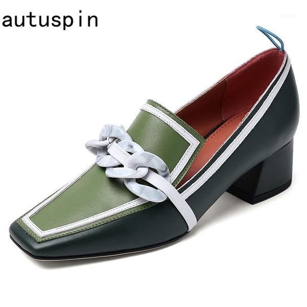 autuspin women casual med heel loafers fashion elegant contrast color genuine leather shoes female square toe pumps winter fall1, Black
autuspin women casual med heel loafers fashion elegant contrast color genuine leather shoes female square toe pumps winter fall1, Black