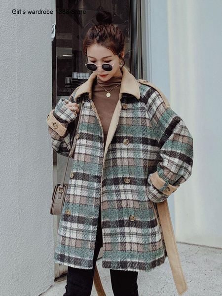 women's wool & blends woolen coat small autumn winter 2021 korean loose plaid medium length, Black
women's wool & blends woolen coat small autumn winter 2021 korean loose plaid medium length, Black