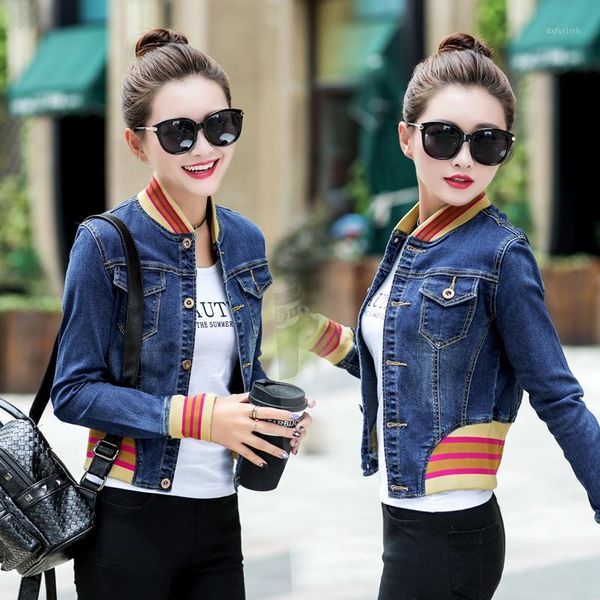 #3113 stand collar short denim jacket for women spliced elastic waist jeans jacket ladies ladies basic coat spring autumn1, Black;brown
#3113 stand collar short denim jacket for women spliced elastic waist jeans jacket ladies ladies basic coat spring autumn1, Black;brown