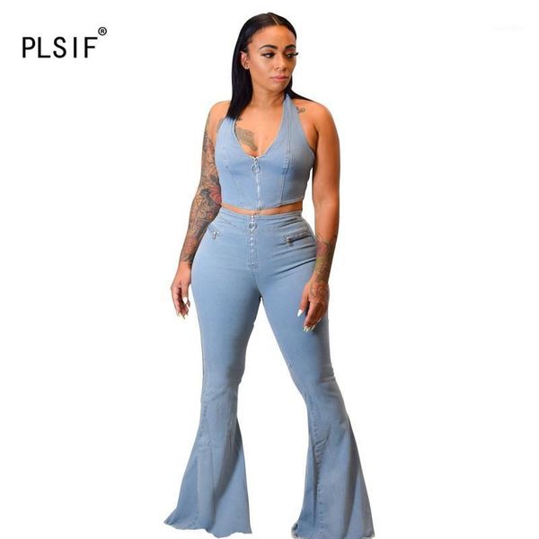 europe fashion denim women outfit deep v-neck crop and high waist slim flare pants 2 piece set high street outfit1, White
europe fashion denim women outfit deep v-neck crop and high waist slim flare pants 2 piece set high street outfit1, White