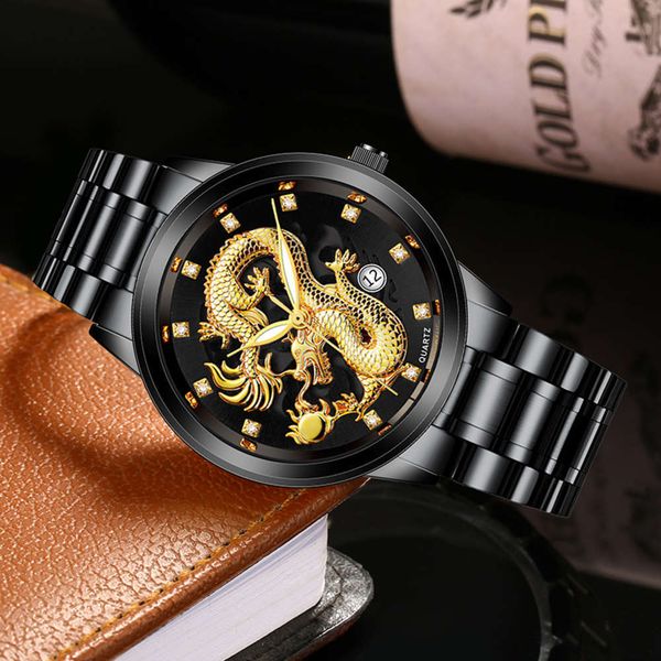 band steel 2020 calendar busins new watch men's diamond gold dragon quartz watch, Slivery;brown
band steel 2020 calendar busins new watch men's diamond gold dragon quartz watch, Slivery;brown