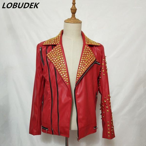 bar male singer faux leather jacket costume red black rivet zipper patent leather coat punk motorcycle fur coat dj stage clothes1
bar male singer faux leather jacket costume red black rivet zipper patent leather coat punk motorcycle fur coat dj stage clothes1