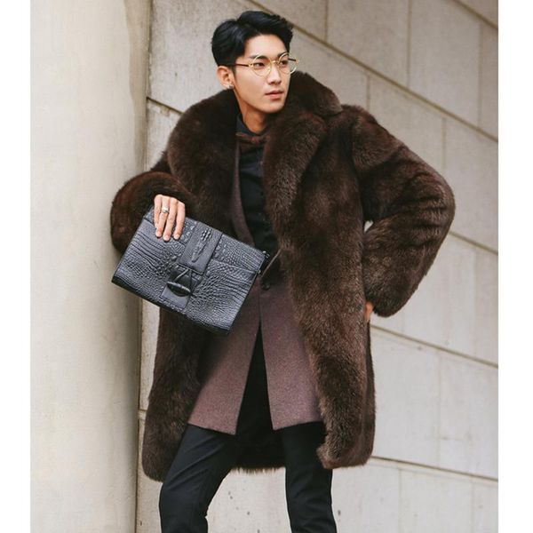 men's fur & faux s/6xl est male long section man-made jackets turn down collar mens luxury outwears warm overcoat d406, Black
men's fur & faux s/6xl est male long section man-made jackets turn down collar mens luxury outwears warm overcoat d406, Black