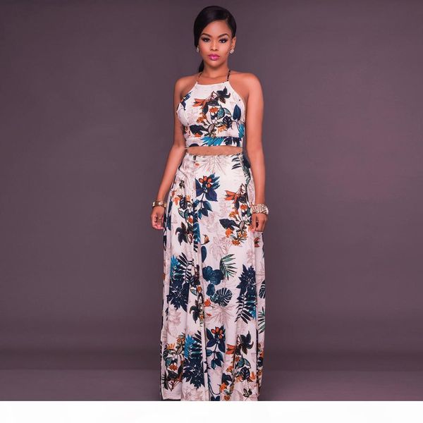women fashion elegant backless two piece set evening party dress summer floral print crop and long skirt set, Black;gray
women fashion elegant backless two piece set evening party dress summer floral print crop and long skirt set, Black;gray