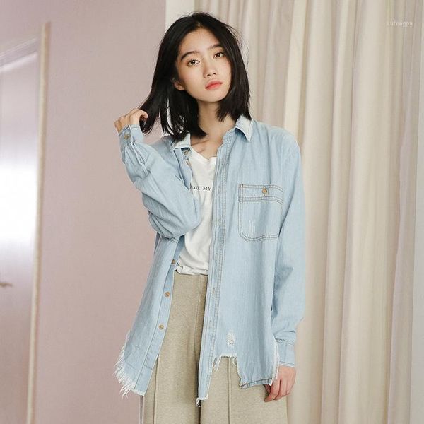 sondr new 2020 autumn tassel women's jeans shirts female blouse long sleeve korean style women vintage denim blouses 1, White
sondr new 2020 autumn tassel women's jeans shirts female blouse long sleeve korean style women vintage denim blouses 1, White