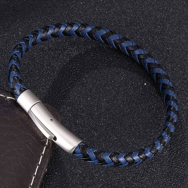fashion black blue leather braided men new bangles for women jewelry snap charm bracelet gift bb523
fashion black blue leather braided men new bangles for women jewelry snap charm bracelet gift bb523