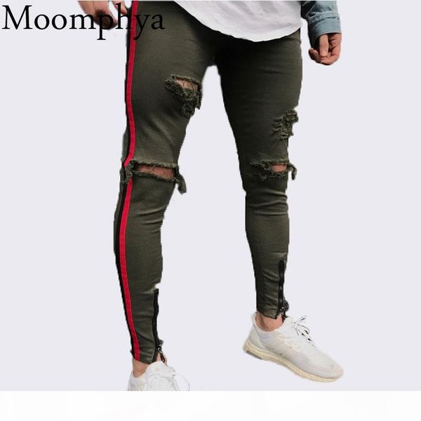 2018 new arrived men side red stripe biker jeans denim ripped holes slim supper skinny hip hop jeans men, Blue
2018 new arrived men side red stripe biker jeans denim ripped holes slim supper skinny hip hop jeans men, Blue