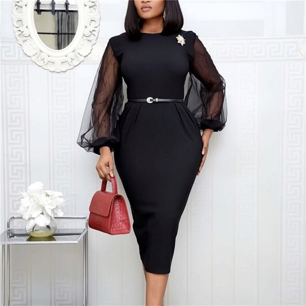 women bodycon dress sheer long lantern sleeves office ladies slim see through femme vestido modest african celebrate occassion lj201209, White;black
women bodycon dress sheer long lantern sleeves office ladies slim see through femme vestido modest african celebrate occassion lj201209, White;black