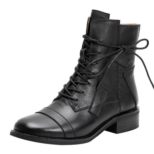fashion genuine leather vintage boots warm women new ankle boots up round toe low-heeled side zipper winter lace up shoes, Black
fashion genuine leather vintage boots warm women new ankle boots up round toe low-heeled side zipper winter lace up shoes, Black