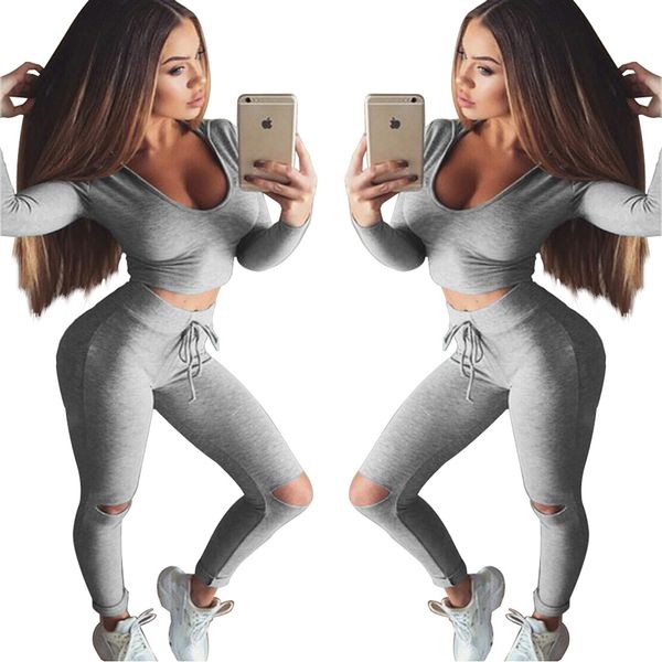women sports hoodie 2 piece pants set of hole round neck long sleeve women homewear 2 piece suits, White
women sports hoodie 2 piece pants set of hole round neck long sleeve women homewear 2 piece suits, White