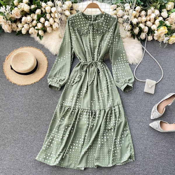 2021 new singiny polka dot girly sweet peter pan collar frilly line office dresses fall fashion streetwear dress mh0o, Black;gray
2021 new singiny polka dot girly sweet peter pan collar frilly line office dresses fall fashion streetwear dress mh0o, Black;gray