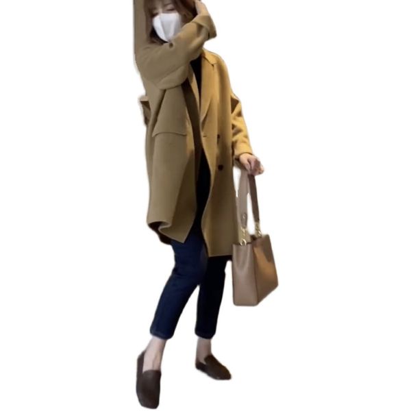 mautumn winter 2020 new double-sided cashmere women's middle and long high-end korean cocoon type woolen coat, Black
mautumn winter 2020 new double-sided cashmere women's middle and long high-end korean cocoon type woolen coat, Black