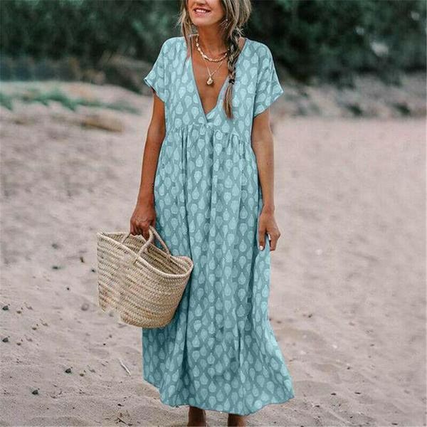 new womens boho deep v neck polka dots floral print fashion baggy tunic long pleated dress loose kaftan beach holiday sundress, Black;gray
new womens boho deep v neck polka dots floral print fashion baggy tunic long pleated dress loose kaftan beach holiday sundress, Black;gray