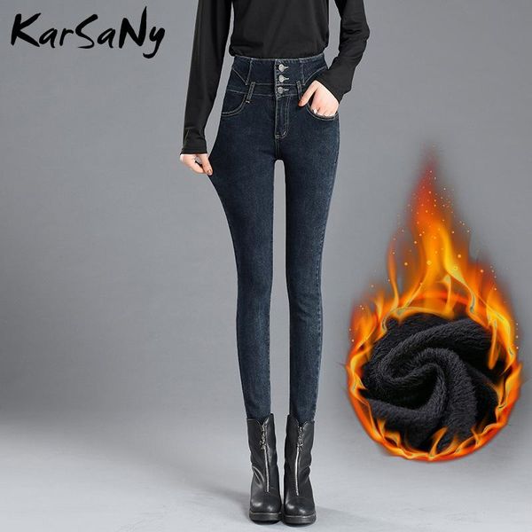 women's jeans winter high waist black fleece thick warm denim pants for women velvet stretch female 2021 jean, Blue 
women's jeans winter high waist black fleece thick warm denim pants for women velvet stretch female 2021 jean, Blue