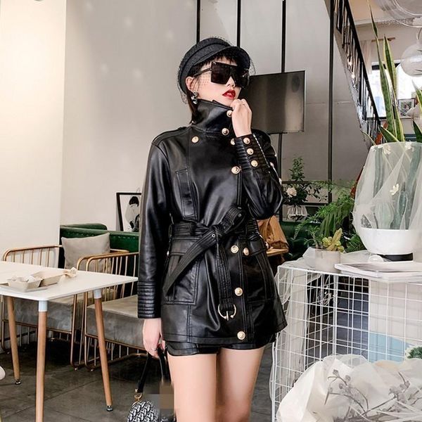 women's medium length thin leather real windshield motorcycles large bike size adjustable sheepskin coat coat1, Black
women's medium length thin leather real windshield motorcycles large bike size adjustable sheepskin coat coat1, Black