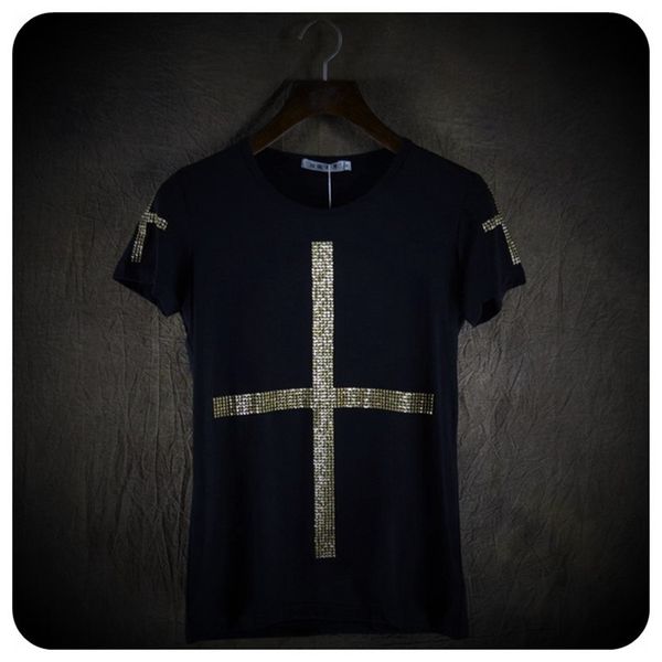 2021 men fashions cross sequins short sleeves nightclub attire the stage hip hop singer t-shirt of streetwear voik, White;black
2021 men fashions cross sequins short sleeves nightclub attire the stage hip hop singer t-shirt of streetwear voik, White;black