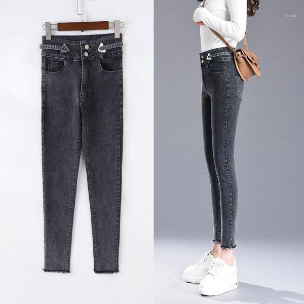 denim jeans women black gray pencil pants women high waist slim denim jeans casual stretch skinny trousers1, Blue