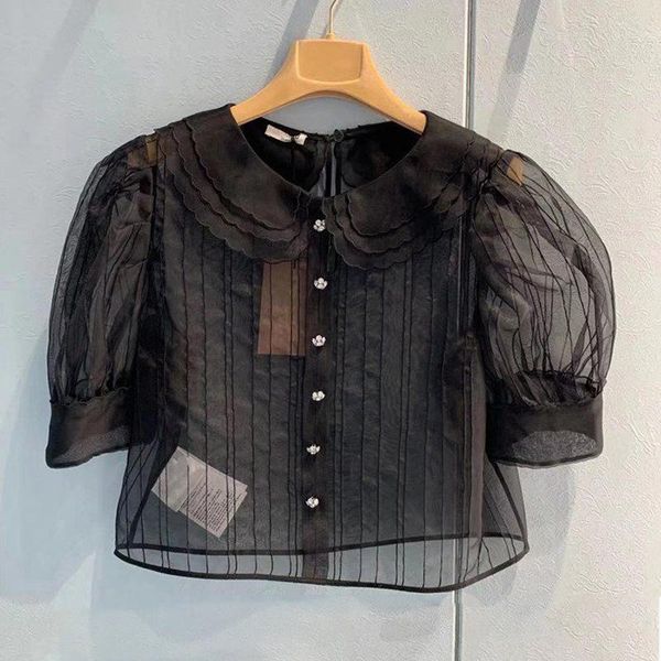 spring summer fashion long puff sleeve sailor collar patchwork solid short shirt women kg-907, White
spring summer fashion long puff sleeve sailor collar patchwork solid short shirt women kg-907, White