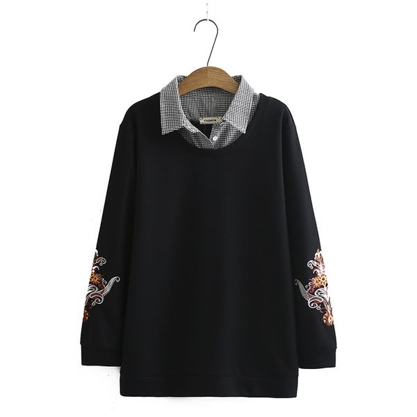fake plus two female pieces fall spring hoodies big floral size embroidered casual pullovers outerwear 158q, Black;brown
fake plus two female pieces fall spring hoodies big floral size embroidered casual pullovers outerwear 158q, Black;brown