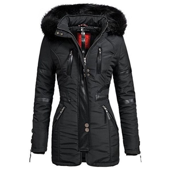 women's long jacket coats black winter hooded parkas zipper warm windbreak black gothic slim femlae overcoats casual outwear 201027
women's long jacket coats black winter hooded parkas zipper warm windbreak black gothic slim femlae overcoats casual outwear 201027