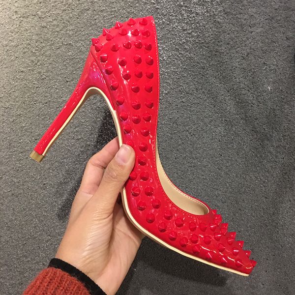 2020 mode new red spikes patent leather poined toe stiletto high heels alta-salto 20wh, Black
2020 mode new red spikes patent leather poined toe stiletto high heels alta-salto 20wh, Black
