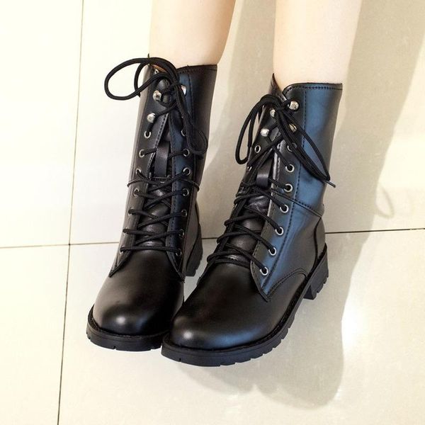 boots women shoes autumn/winter with large size, round toe and lace-up casual mid-boot, Black
boots women shoes autumn/winter with large size, round toe and lace-up casual mid-boot, Black