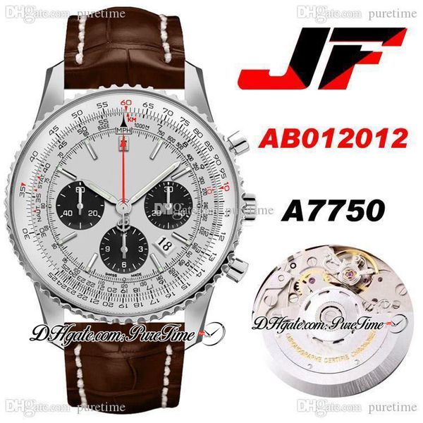 jf ab012012 eta a7750 automatic chronograph mens watch white dial black subdial brown leather strap with white line super edition watches pu, Slivery;brown
jf ab012012 eta a7750 automatic chronograph mens watch white dial black subdial brown leather strap with white line super edition watches pu, Slivery;brown