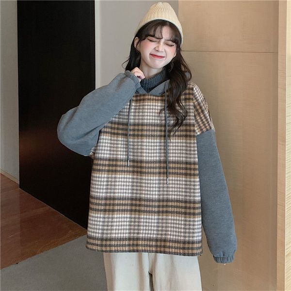 new two-piece 2021 high-neck plaid hood women's nightgown fall and winter quilled velvet loose long jacket ibcu, Black
new two-piece 2021 high-neck plaid hood women's nightgown fall and winter quilled velvet loose long jacket ibcu, Black