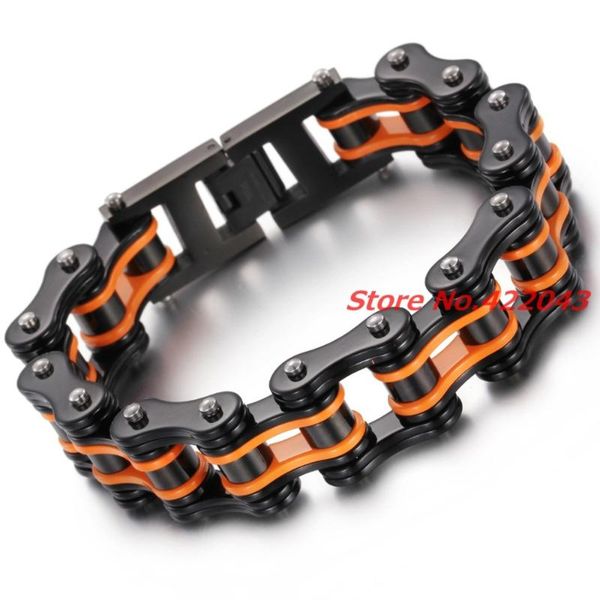 link, chain 8.6"*16mm cool heavy mens bicycles motorcycle link punk stainless steel fashion orange black bracelet high-quality jewelry
link, chain 8.6"*16mm cool heavy mens bicycles motorcycle link punk stainless steel fashion orange black bracelet high-quality jewelry