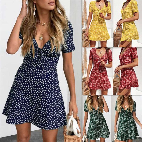 women summer casual short sleeve party beach mini es dot print boho sun, Black;gray
women summer casual short sleeve party beach mini es dot print boho sun, Black;gray
