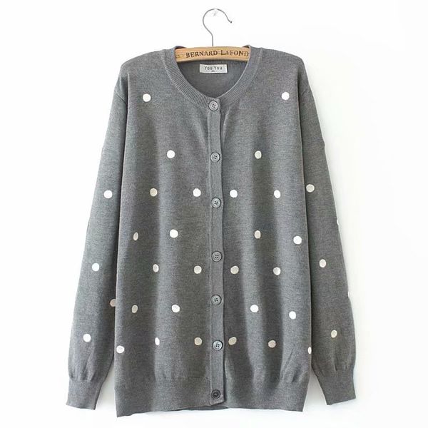 size 2xl-4xl plus black female grey long sleeve polka dot embroidered cardigans vintage spring outerwear y3j7, White;black
size 2xl-4xl plus black female grey long sleeve polka dot embroidered cardigans vintage spring outerwear y3j7, White;black