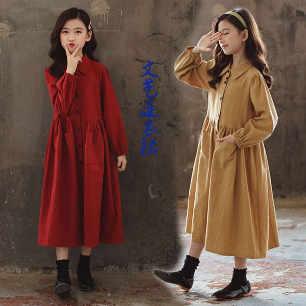 autumn 2020 korean medium large children's art cotton hemp sve skirt girl's long drs, Red;yellow
autumn 2020 korean medium large children's art cotton hemp sve skirt girl's long drs, Red;yellow