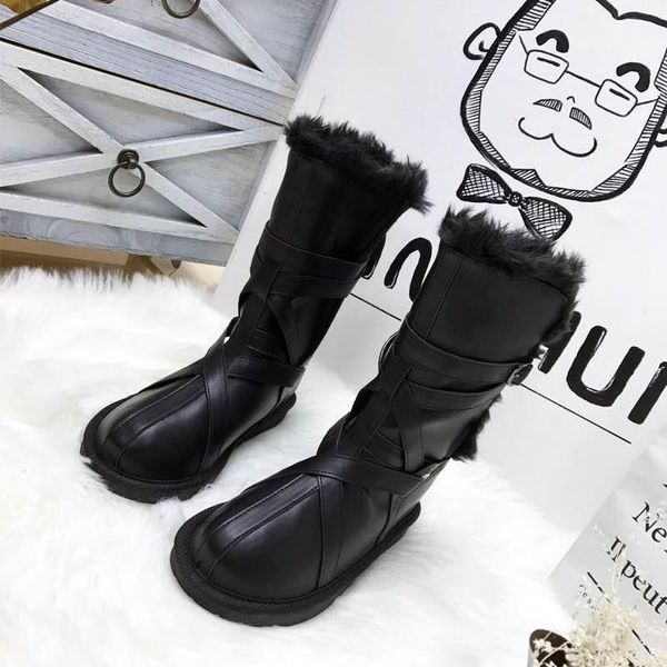 europe and united states new belt buckle thick bottom super warm winter flat bottomed mid tube fur integrated snow boots women1, Black
europe and united states new belt buckle thick bottom super warm winter flat bottomed mid tube fur integrated snow boots women1, Black