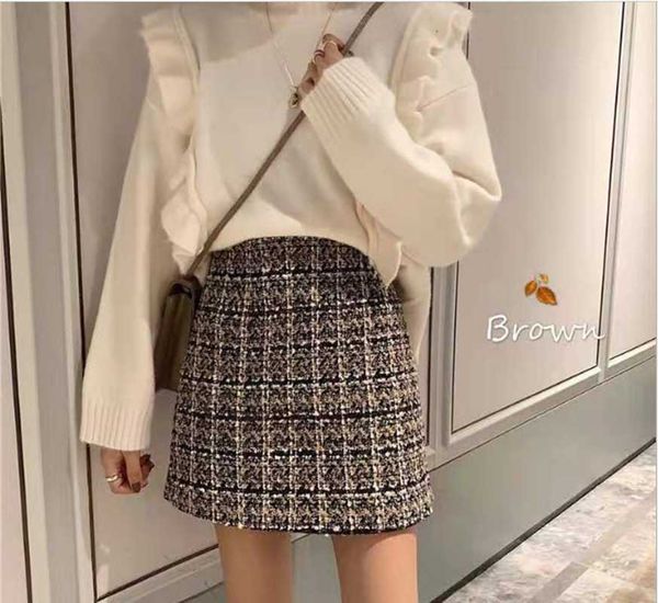 skirts woolen plaid autumn and winter women's 2021 retro high-waist half-length hip a-line small fragrant short skirt, Black
skirts woolen plaid autumn and winter women's 2021 retro high-waist half-length hip a-line small fragrant short skirt, Black