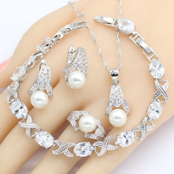 white freshwater pearl silver color jewelry sets women bracelet earrings necklace pendant rings wedding jewelry gift box 201222, Slivery;crystal
white freshwater pearl silver color jewelry sets women bracelet earrings necklace pendant rings wedding jewelry gift box 201222, Slivery;crystal