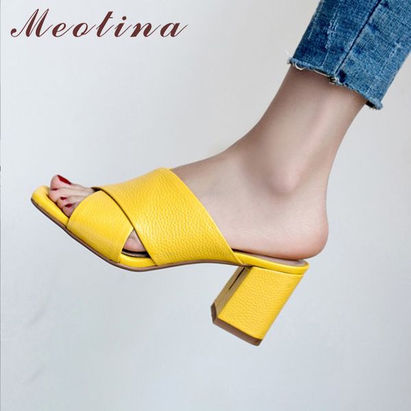 meotina women sandals summer slides genuine leather slides thick high heel shoes cow leather open toe lady sandals yellow 33-42 t200827, Black
meotina women sandals summer slides genuine leather slides thick high heel shoes cow leather open toe lady sandals yellow 33-42 t200827, Black