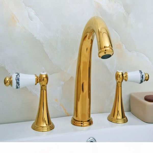 luxury gold color brass double handles 3 holes install widespread deck mounted bathroom sink basin faucet sink mixer tap mgf023
luxury gold color brass double handles 3 holes install widespread deck mounted bathroom sink basin faucet sink mixer tap mgf023