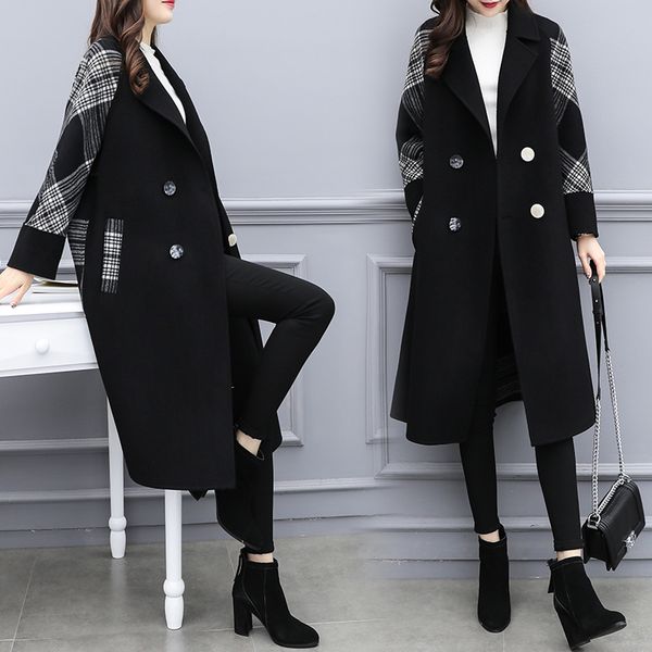 black plaid stitching long wind coat clothes trench female autumn winter new woolen women's windbreaker casaco feminino raincoat
black plaid stitching long wind coat clothes trench female autumn winter new woolen women's windbreaker casaco feminino raincoat