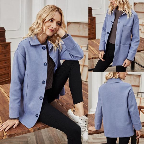 women's casual woolen coat long sleeve woolen jacket single breasted lapel coat wool blend wild slim cardigan women sweater, Black
women's casual woolen coat long sleeve woolen jacket single breasted lapel coat wool blend wild slim cardigan women sweater, Black