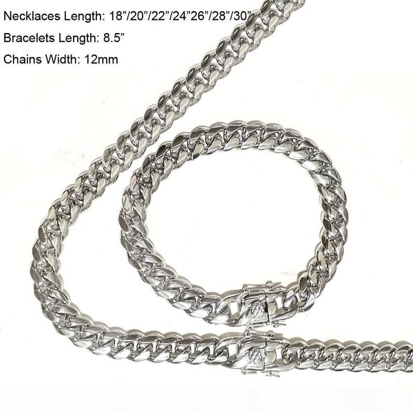 mens jewelry sets stainless steel hip hop cuban chains double safety clasps chokers necklaces curb link bracelets 8mm 0mm 12mm, Silver
mens jewelry sets stainless steel hip hop cuban chains double safety clasps chokers necklaces curb link bracelets 8mm 0mm 12mm, Silver
