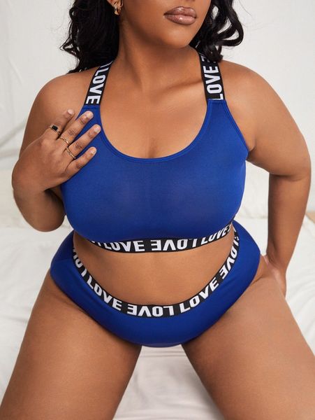 plus letter tape lingerie set q8ve#, Black;white
plus letter tape lingerie set q8ve#, Black;white