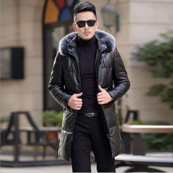 shipping brand men's winter new leather jacket men korean slim long windbreaker fashion male hooded fox fur collar outwear q1209, Black
shipping brand men's winter new leather jacket men korean slim long windbreaker fashion male hooded fox fur collar outwear q1209, Black