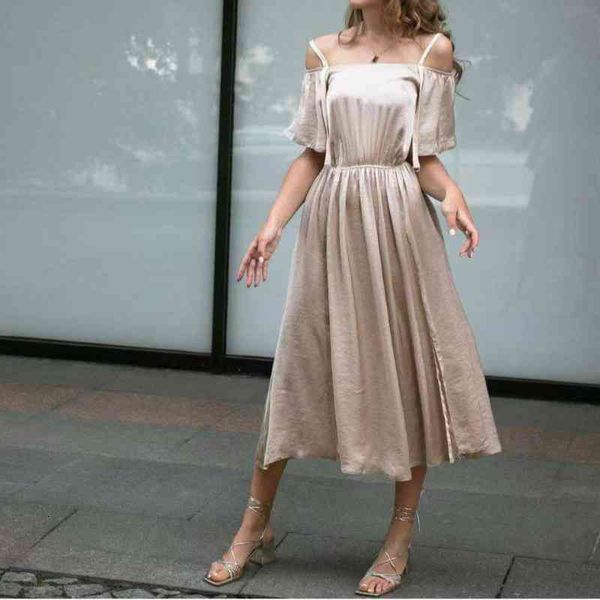 summer satin women off shoulder midi dress elegant office lady slash neck female long a-line dress, Black;gray
summer satin women off shoulder midi dress elegant office lady slash neck female long a-line dress, Black;gray