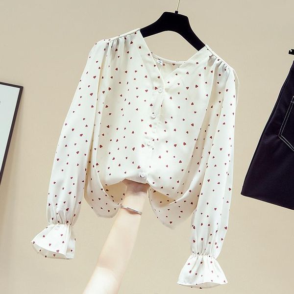 women's blouses & shirts blouse women flare long sleeve v-neck dot chiffon shirt blusa blusas mujer de moda 2021 clothing d907, White
women's blouses & shirts blouse women flare long sleeve v-neck dot chiffon shirt blusa blusas mujer de moda 2021 clothing d907, White