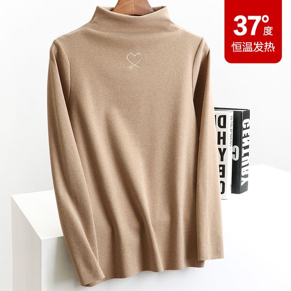 bottoms t-shirt half high collar plus plush thick autumn pregnant women's winter wear, White
bottoms t-shirt half high collar plus plush thick autumn pregnant women's winter wear, White