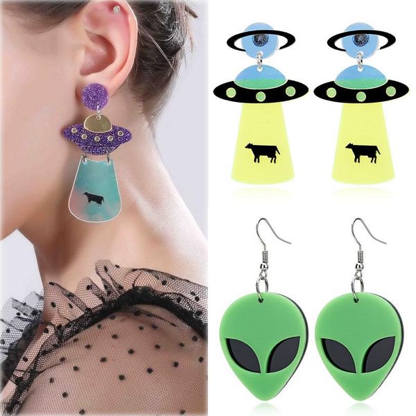 fashion alien spaceship acrylic drop earrings for women exaggerated ufo pendant earrings statement fluorescent ear jewelry, Silver
fashion alien spaceship acrylic drop earrings for women exaggerated ufo pendant earrings statement fluorescent ear jewelry, Silver
