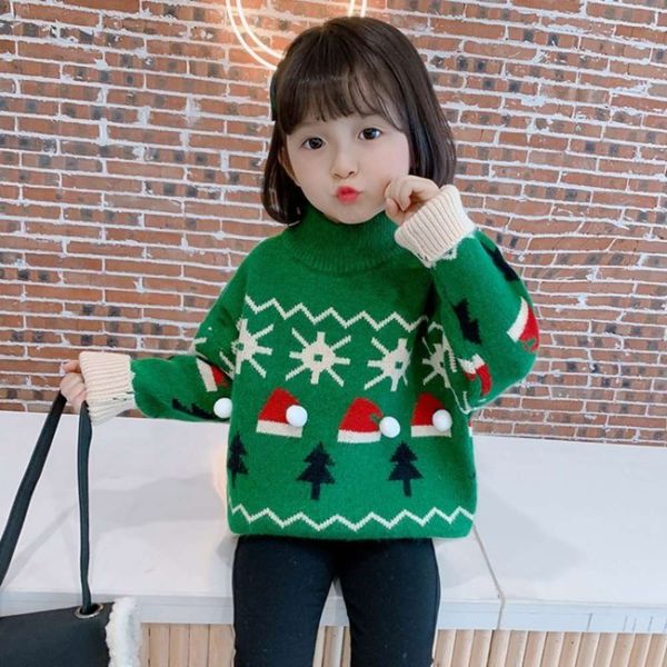 sle girls' 2020 new children's foreign pullover sweater, Blue